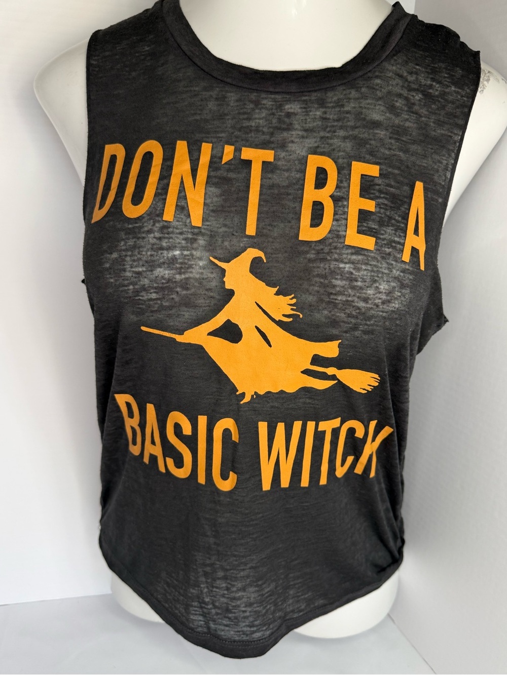 Fifth Sun Black Muscle Tee with Orange Witch Graphic
